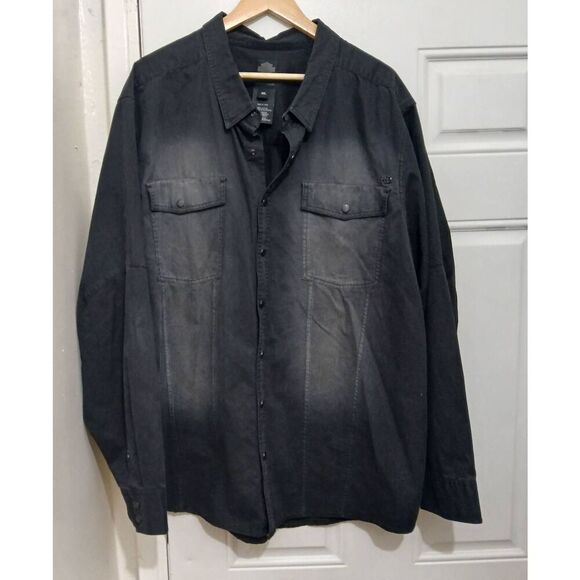 Harley Davidson mens 3xl burnout off black snap button durable shirt longsleeve - Picture 2 of 6